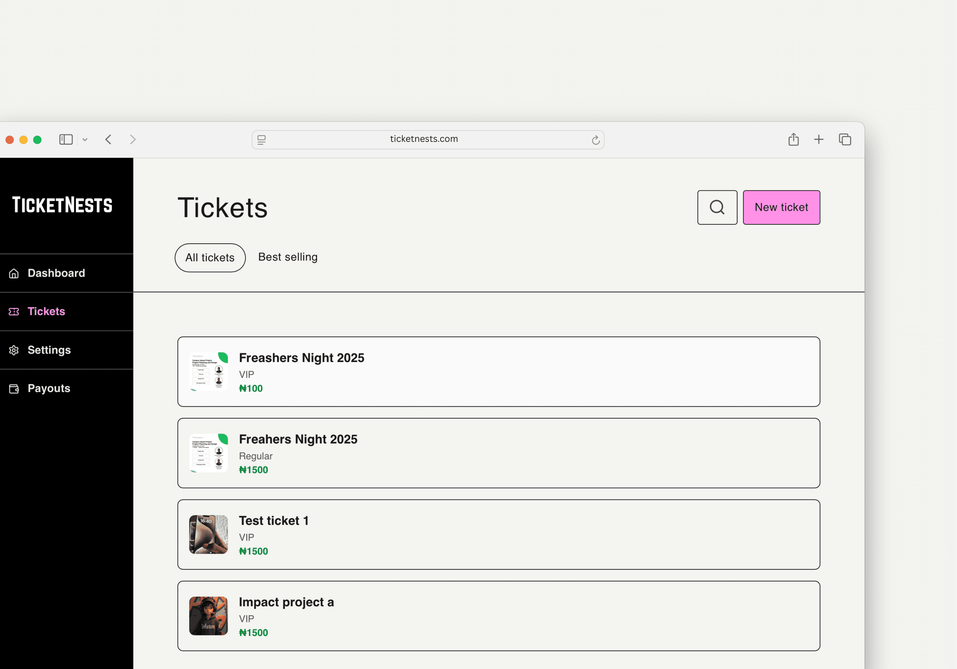 dashboard screenshot