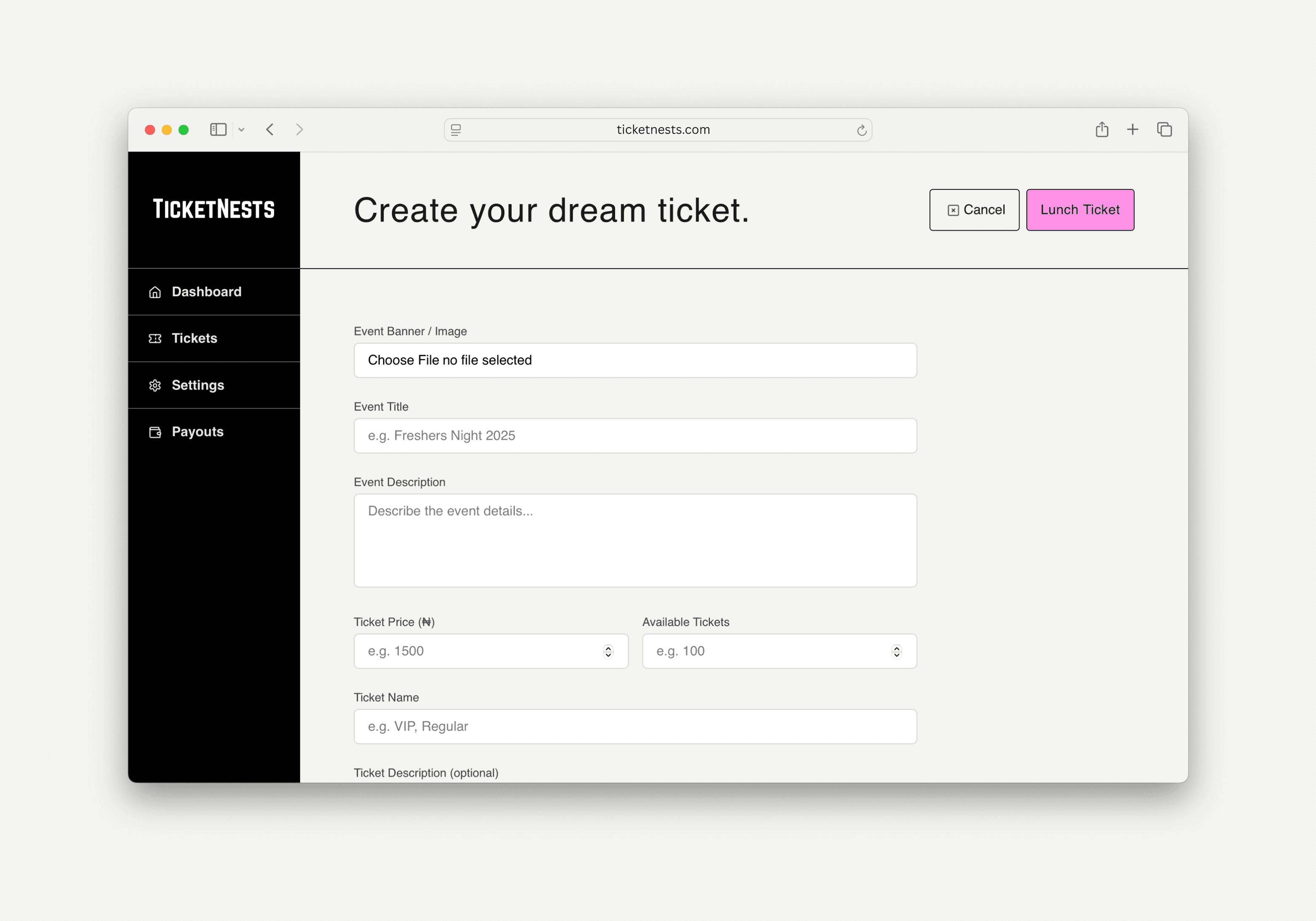 dashboard screenshot